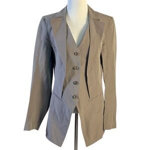 Masnada Italian Brown Ramie Blazer Jacket Women’s Size 6